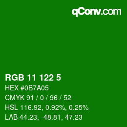 Color code: RGB 11 122 5 | qconv.com