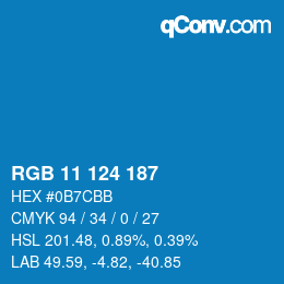 Color code: RGB 11 124 187 | qconv.com