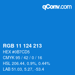 Color code: RGB 11 124 213 | qconv.com
