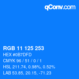 Color code: RGB 11 125 253 | qconv.com
