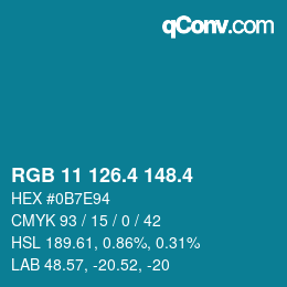 カラーコード: RGB 11 126.4 148.4 | qconv.com