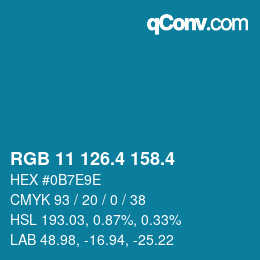 カラーコード: RGB 11 126.4 158.4 | qconv.com