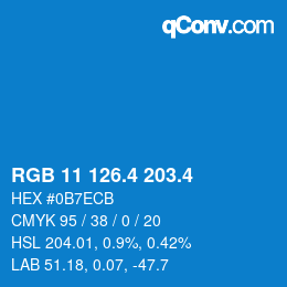 カラーコード: RGB 11 126.4 203.4 | qconv.com