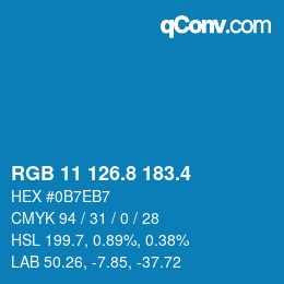 カラーコード: RGB 11 126.8 183.4 | qconv.com