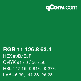 カラーコード: RGB 11 126.8 63.4 | qconv.com