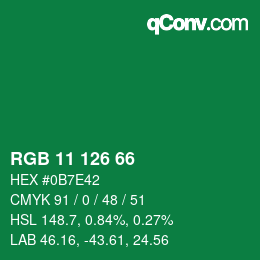 Color code: RGB 11 126 66 | qconv.com