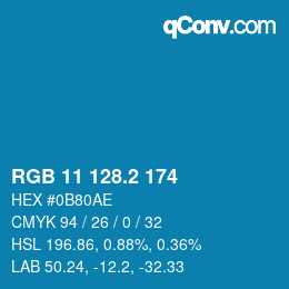 カラーコード: RGB 11 128.2 174 | qconv.com