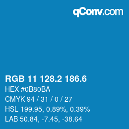 カラーコード: RGB 11 128.2 186.6 | qconv.com