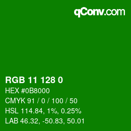 Color code: RGB 11 128 0 | qconv.com