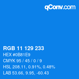 Color code: RGB 11 129 233 | qconv.com