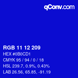 Color code: RGB 11 12 209 | qconv.com