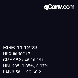 Color code: RGB 11 12 23 | qconv.com