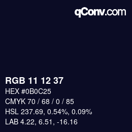Color code: RGB 11 12 37 | qconv.com