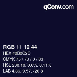 Color code: RGB 11 12 44 | qconv.com