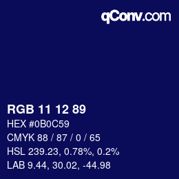 Color code: RGB 11 12 89 | qconv.com