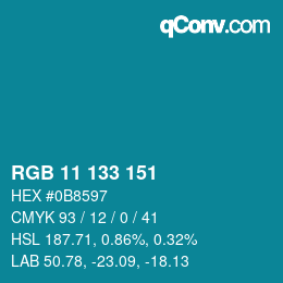 Color code: RGB 11 133 151 | qconv.com