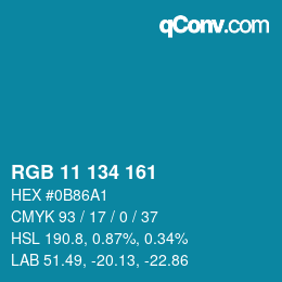 Color code: RGB 11 134 161 | qconv.com