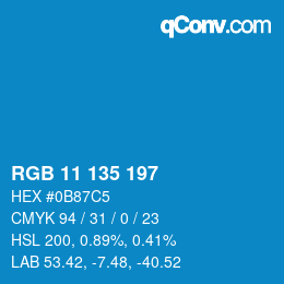 Farbcode: RGB 11 135 197 | qconv.com