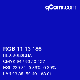 Color code: RGB 11 13 186 | qconv.com
