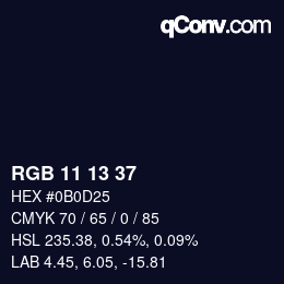Color code: RGB 11 13 37 | qconv.com
