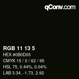 Farbcode: RGB 11 13 5 | qconv.com