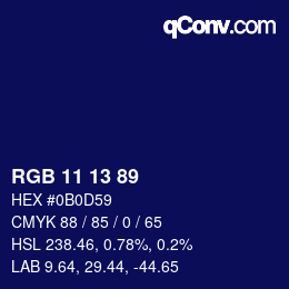 カラーコード: RGB 11 13 89 | qconv.com