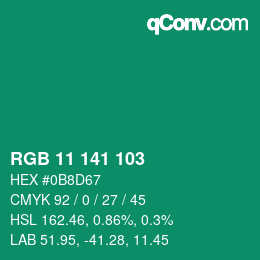 Color code: RGB 11 141 103 | qconv.com