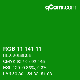 Color code: RGB 11 141 11 | qconv.com