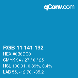 Color code: RGB 11 141 192 | qconv.com