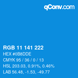 Color code: RGB 11 141 222 | qconv.com