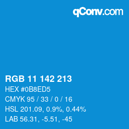 Color code: RGB 11 142 213 | qconv.com