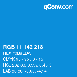 Color code: RGB 11 142 218 | qconv.com
