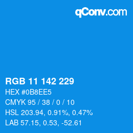 Farbcode: RGB 11 142 229 | qconv.com