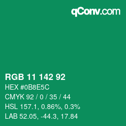 颜色代码: RGB 11 142 92 | qconv.com