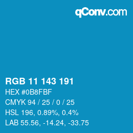 Color code: RGB 11 143 191 | qconv.com