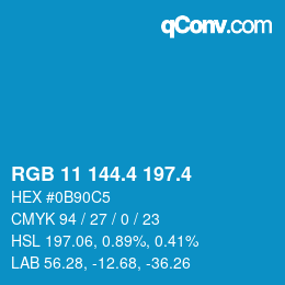 カラーコード: RGB 11 144.4 197.4 | qconv.com