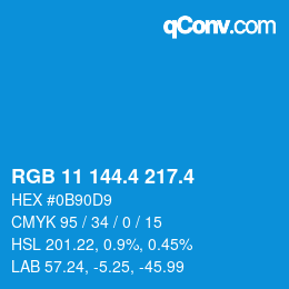 カラーコード: RGB 11 144.4 217.4 | qconv.com