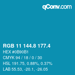 カラーコード: RGB 11 144.8 177.4 | qconv.com