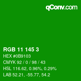 Color code: RGB 11 145 3 | qconv.com