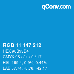 Color code: RGB 11 147 212 | qconv.com