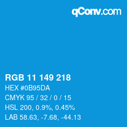 カラーコード: RGB 11 149 218 | qconv.com