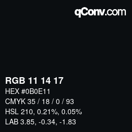 Color code: RGB 11 14 17 | qconv.com