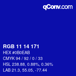 Color code: RGB 11 14 171 | qconv.com