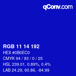 Color code: RGB 11 14 192 | qconv.com