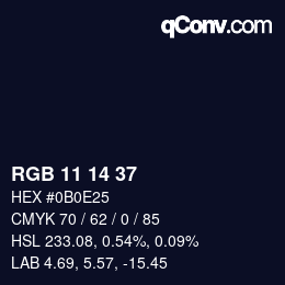 Color code: RGB 11 14 37 | qconv.com