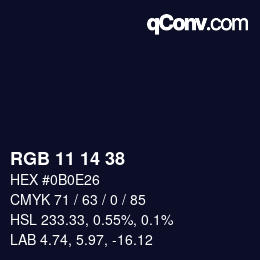 Color code: RGB 11 14 38 | qconv.com