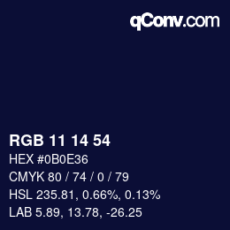 Color code: RGB 11 14 54 | qconv.com