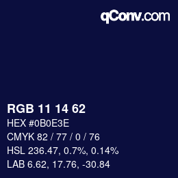 Color code: RGB 11 14 62 | qconv.com