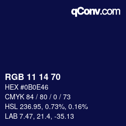 カラーコード: RGB 11 14 70 | qconv.com