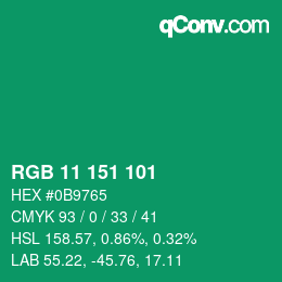 Color code: RGB 11 151 101 | qconv.com